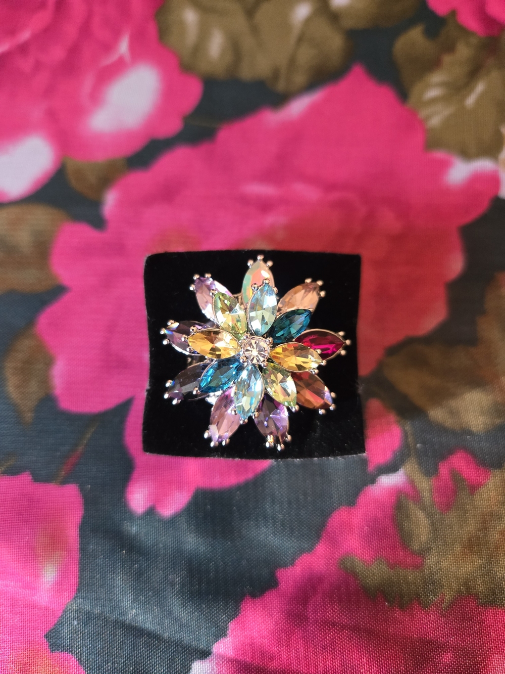 Multi-Color Flower Crystal Ring - Women Jewelry